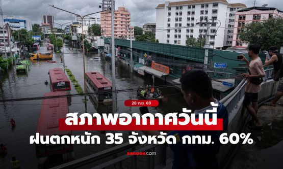 สภาพอากาศวันนี้ ฝนลดลงแต่ยังหนักบางแห่ง! เตือน 35 จังหวัด รับมือฝนถล่ม