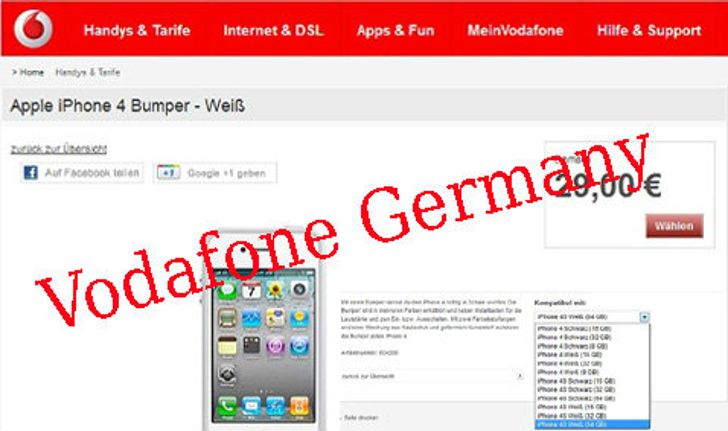 ข้อมูลเพิ่มเติม iPhone 4S ขึ้นโชว์ที่เว็บไซต์ Vodafone ประเทศเยอรมัน