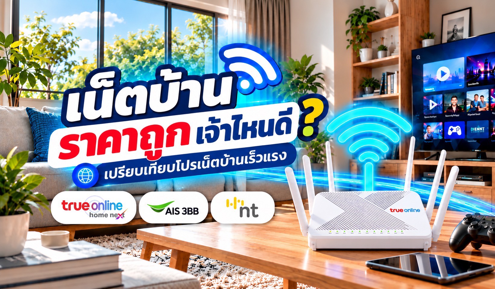 ติดเน็ตบ้านราคาถูกเจ้าไหนดี? เปรียบเทียบโปรเน็ตบ้านเจ้าไหนถูกสุด 2026