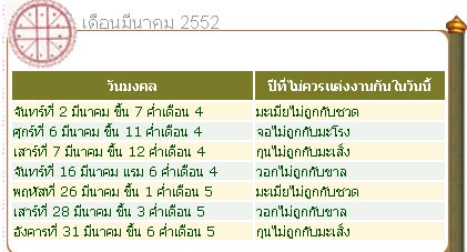 ฤกษ์แต่งงาน, ฤกษ์ดี