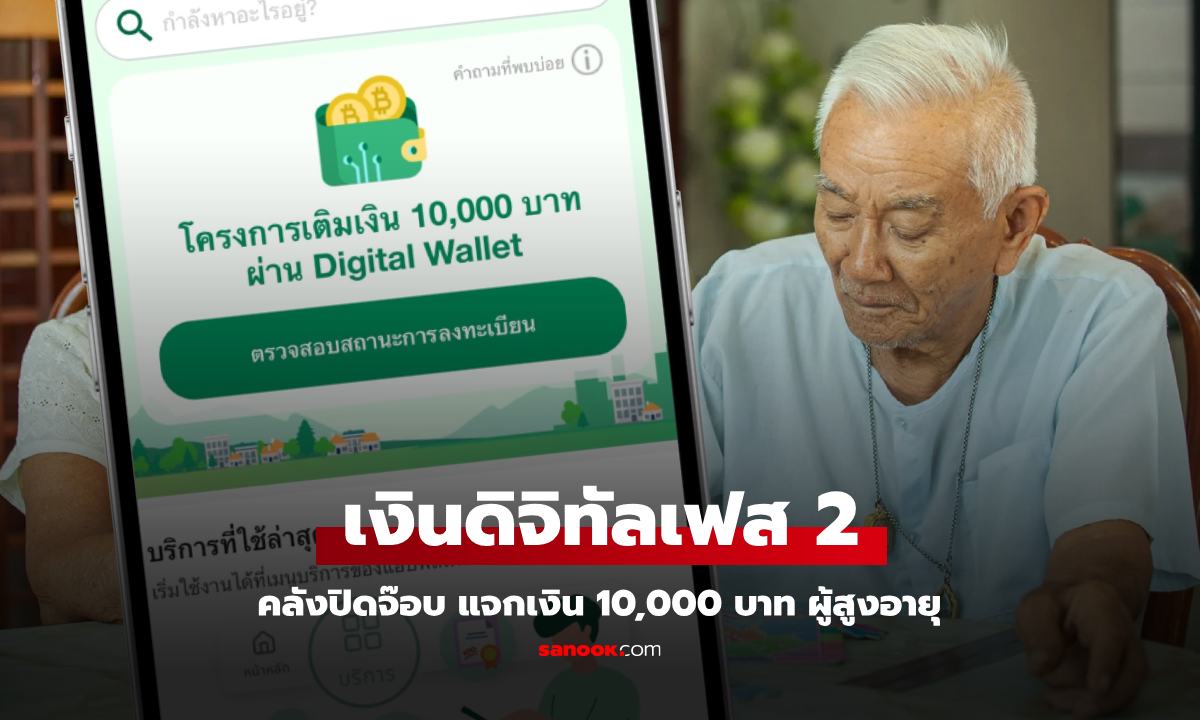 เงินดิจิทัลเฟส 2 ผู้สูงอายุ 60 ปี กว่า 34,520 ราย หมดสิทธิ์รับเงิน 10,000 บาท