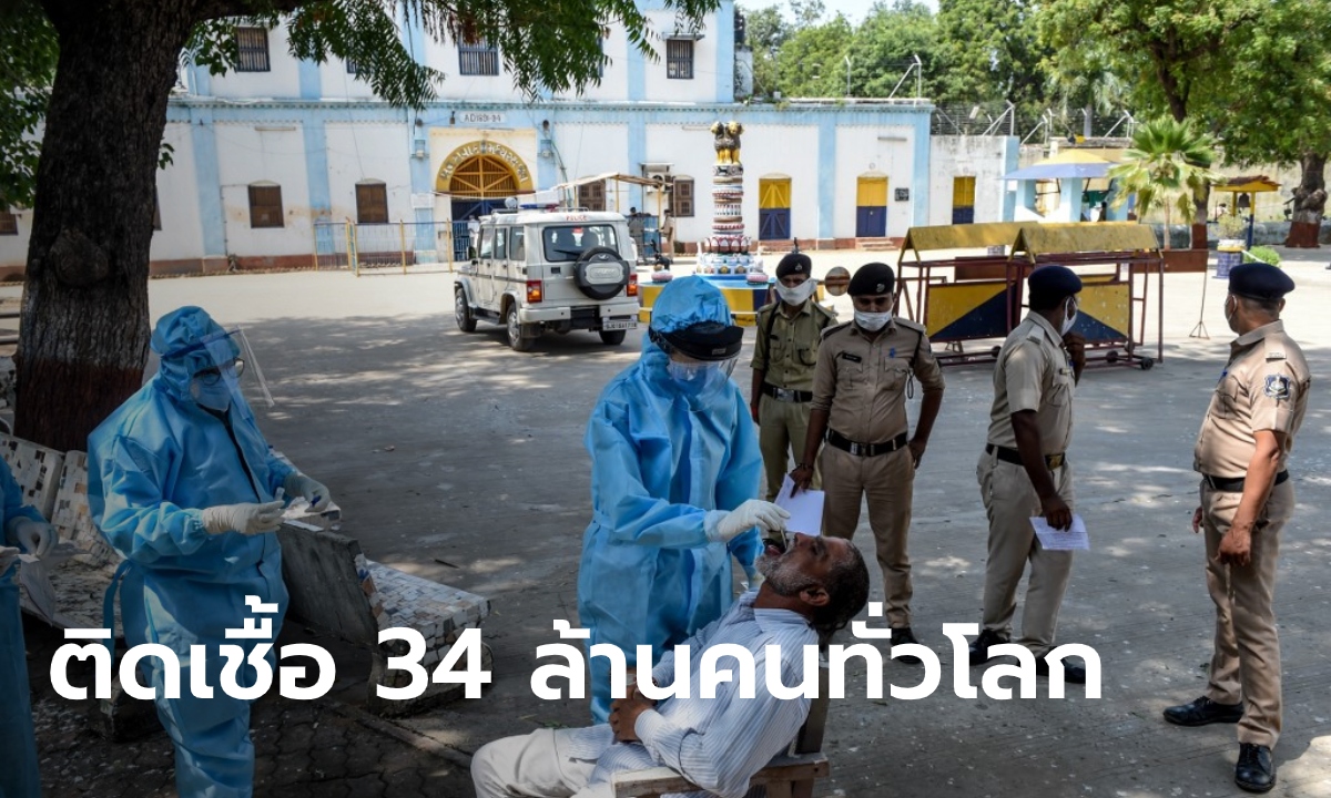 ทั่วโลกติดโควิด-19 ทะลุ 34 ล้าน อินเดียตายเกินแสน ขณะที่เมียนมายอดยังพุ่งวันละพัน