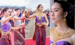 "ฮาน่า" นางรำชุดม่วงนางเอกสาวสวยที่คนพูดถึง ทำหลุดโฟกัส "ณิชา"