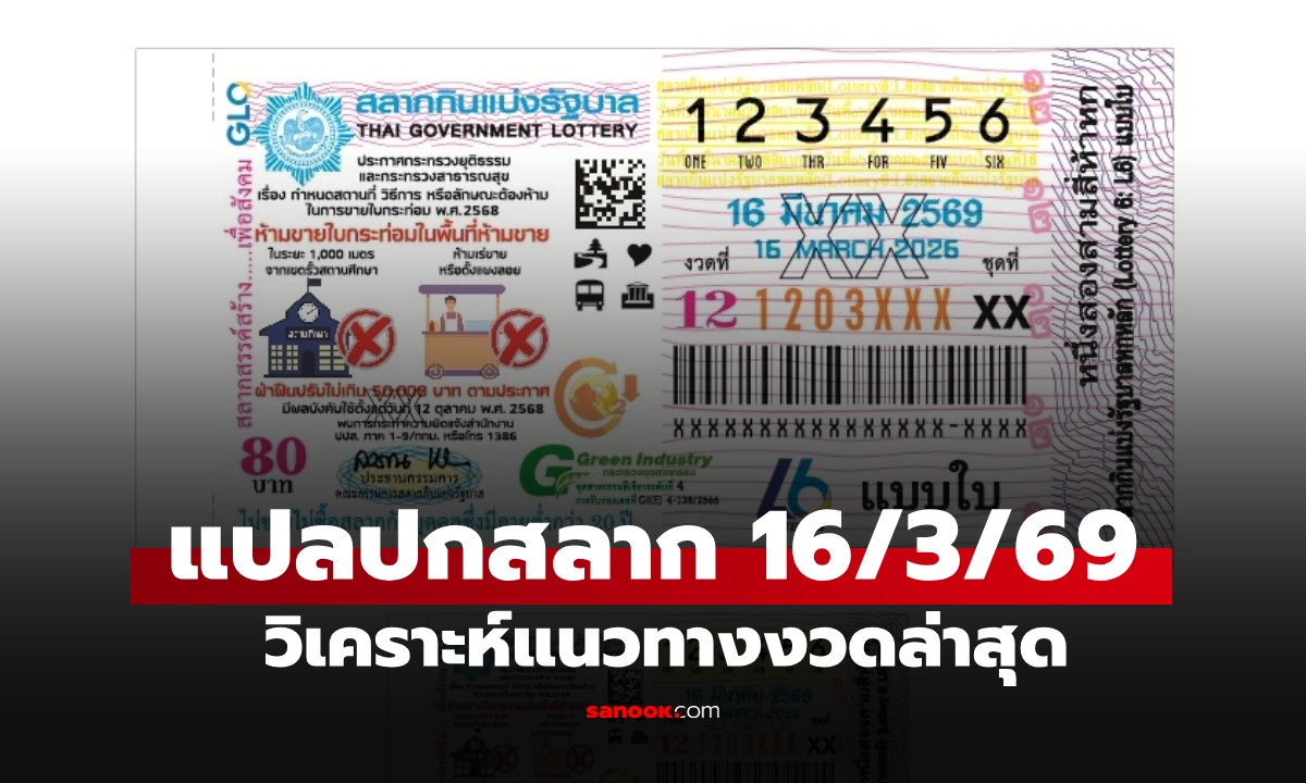 แปลปกสลากงวดนี้ 16/3/69 สรุปแนวทางจากปกสลากงวด 16 มีนาคม 2569