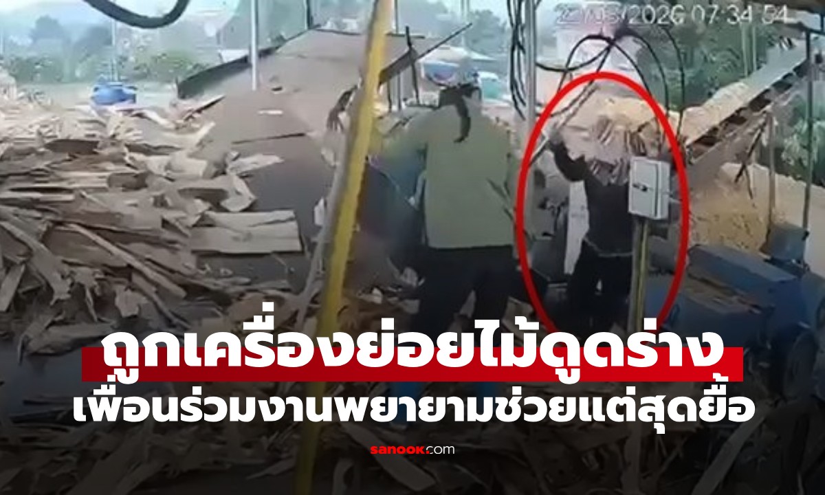 คลิปสลด! คนงานหญิงถูกเครื่องย่อยไม้ดูดร่าง เพื่อนร่วมงานพยายามช่วย แต่สุดยื้อ