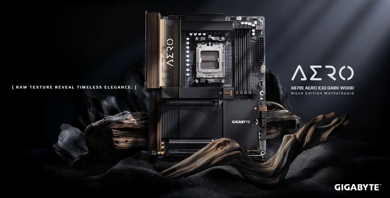 X870E AERO X3D DARK WOOD นิยามใหม่ของเมนบอร์ด: เมื่อพื้นผิวลายไม้เข้มลึก ผสานความสง่างาม