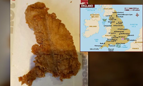 ลางสังหรณ์?! ชายชาวอังกฤษเจอไก่ทอดรูปแผนที่สหราชอาณาจักร แต่ขาดสกอตแลนด์