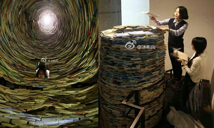 สุดยอดไอเดีย แม่ชาวจีนใช้หนังสือกว่า 4 ตันสร้างหลุมหนังสือ