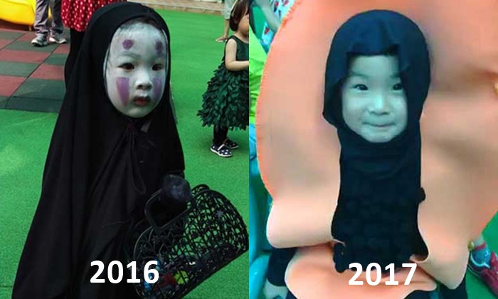 น่ารักได้อีก หนูน้อยผีไร้หน้า กลับมาพร้อมชุดใหม่ วันฮาโลวีนปีนี้
