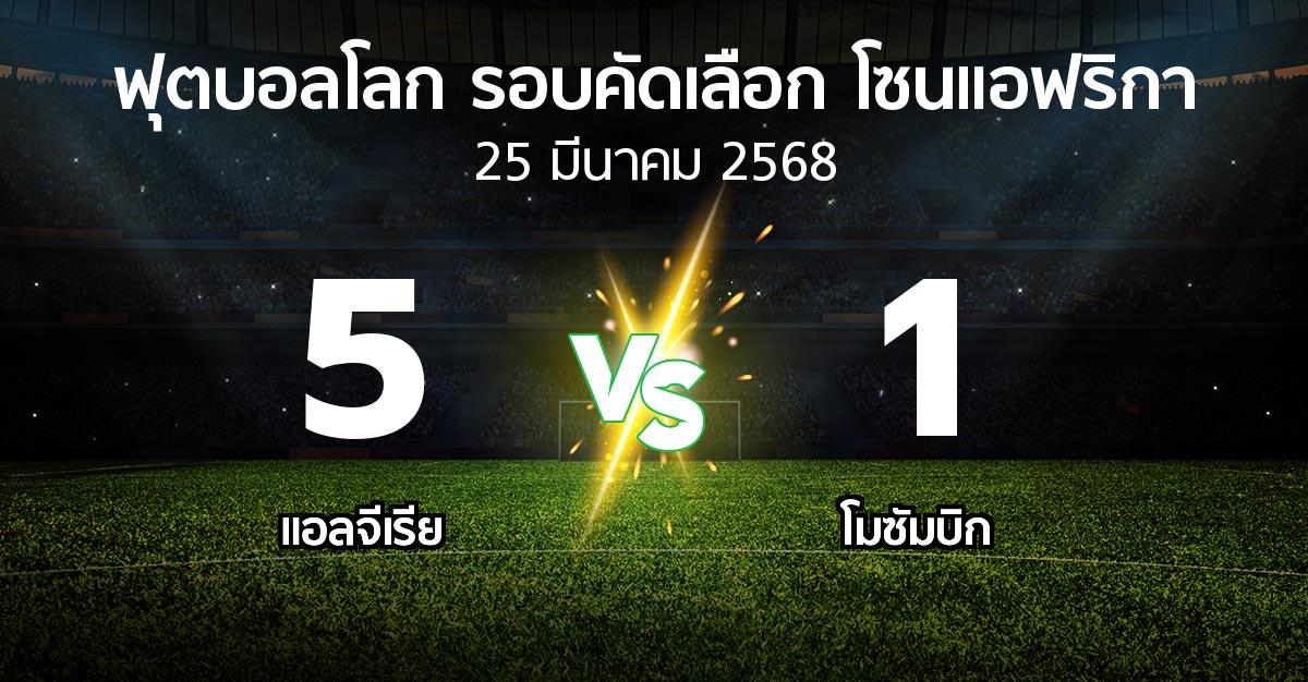 ผลบอล : แอลจีเรีย vs โมซัมบิก (ฟุตบอลโลก-รอบคัดเลือก-โซนแอฟริกา 2023-2025)