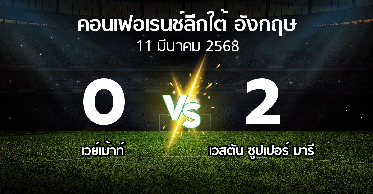 ผลบอล : เวย์เม้าท์ vs เวสตัน ซูปเปอร์ มารี (คอนเฟอเรนช์ลีกใต้อังกฤษ 2024-2025)