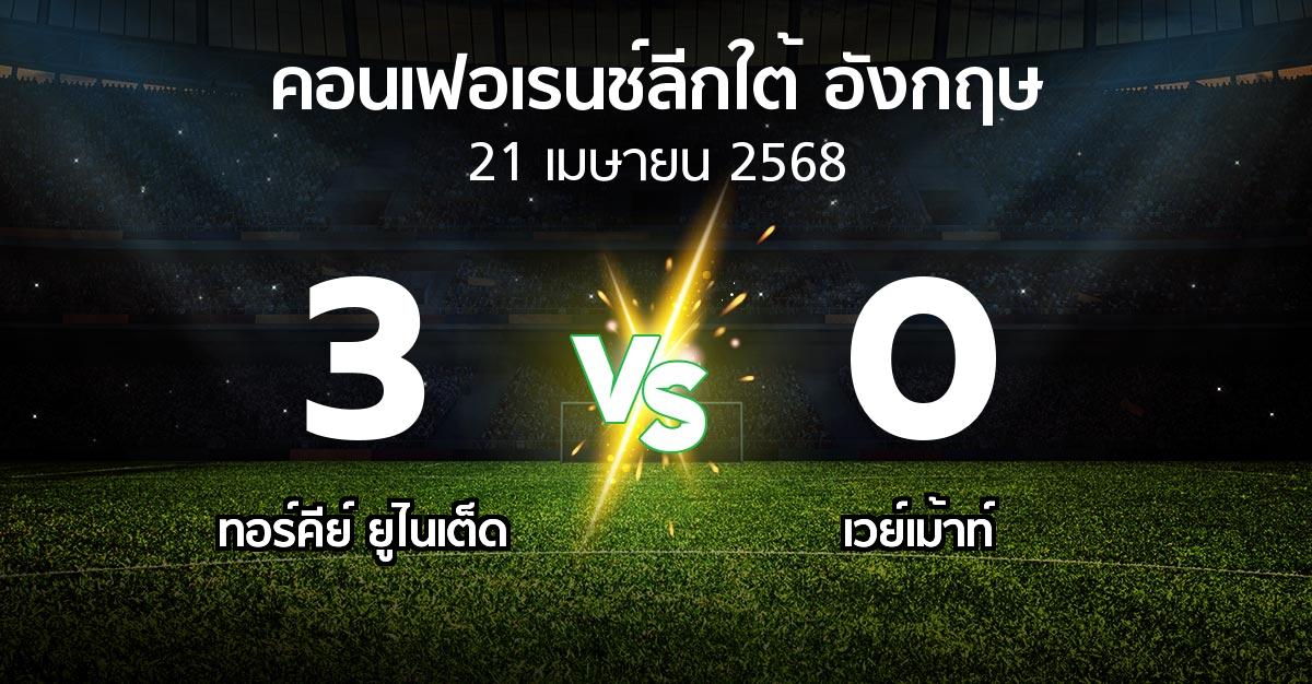 ผลบอล : ทอร์คีย์ ยูไนเต็ด vs เวย์เม้าท์ (คอนเฟอเรนช์ลีกใต้อังกฤษ 2024-2025)