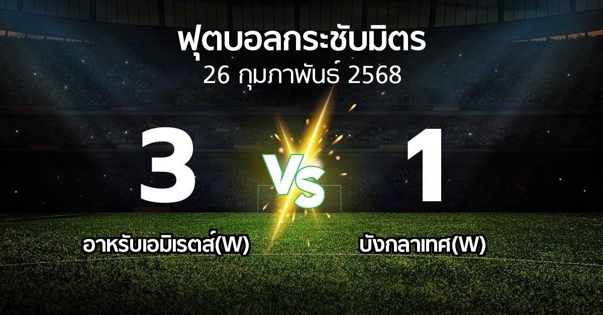 ผลบอล : อาหรับเอมิเรตส์(W) vs บังกลาเทศ(W) (ฟุตบอลกระชับมิตร)