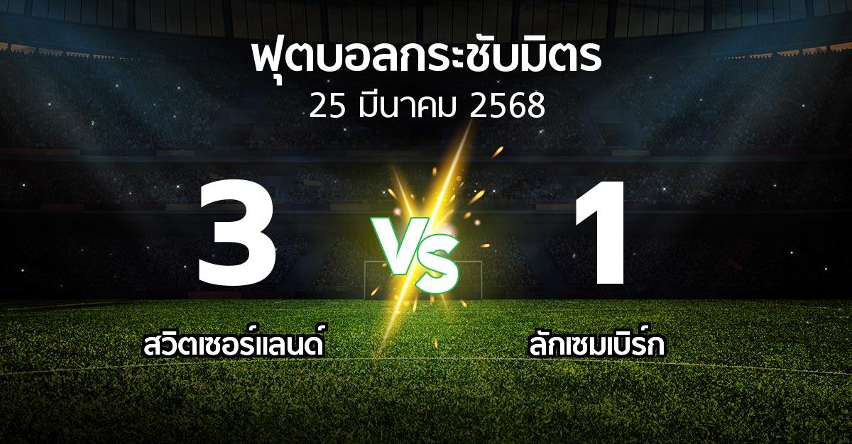 โปรแกรมบอล : สวิตเซอร์แลนด์ vs ลักเซมเบิร์ก (ฟุตบอลกระชับมิตร)