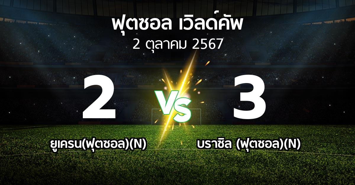 ผลบอล : ยูเครน(ฟุตซอล)(N) vs บราซิล (ฟุตซอล)(N) (ฟุตซอล-เวิลด์คัพ 2024)