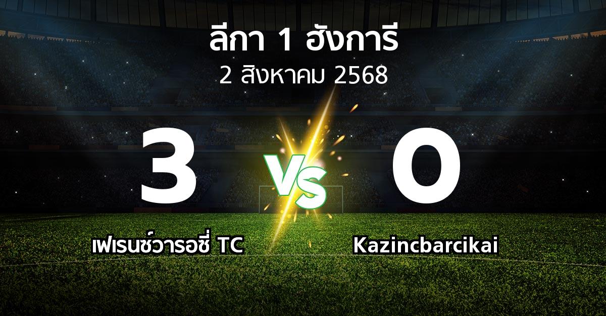 ผลบอล : เฟเรนซ์วารอซี่ TC vs Kazincbarcikai (ลีกา-1-ฮังการี 2025-2026)