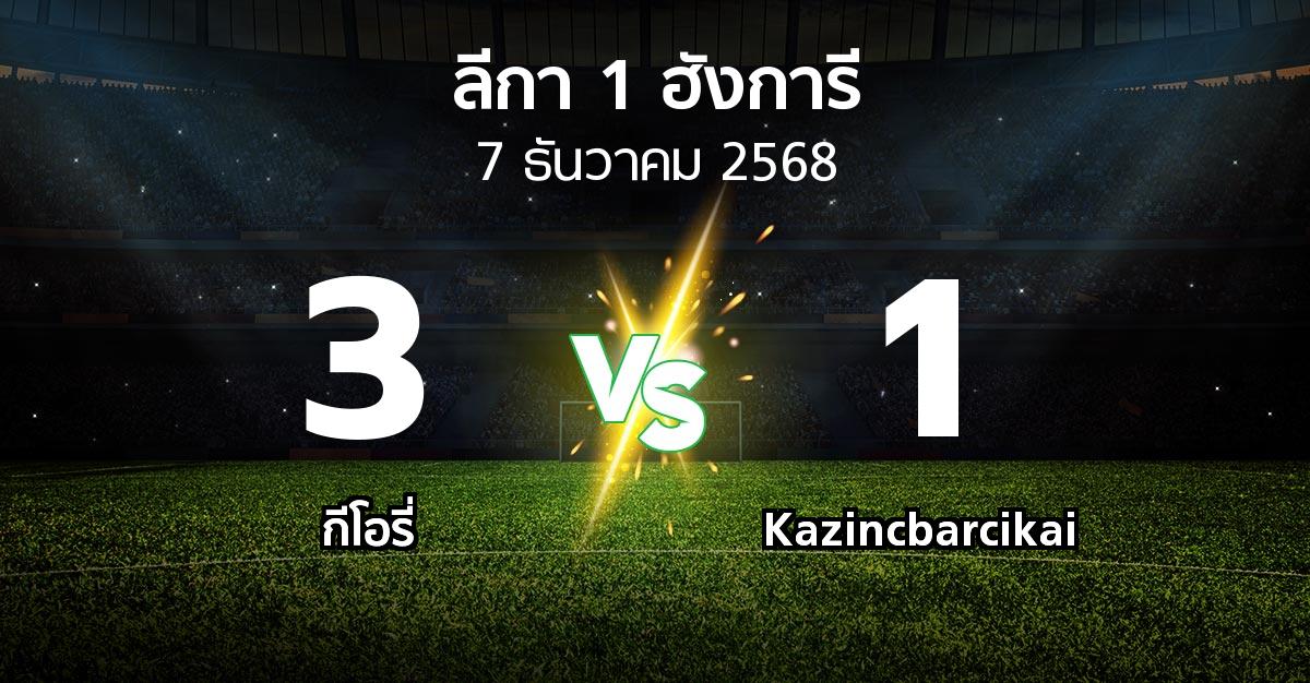 ผลบอล : กีโอรี่ vs Kazincbarcikai (ลีกา-1-ฮังการี 2025-2026)