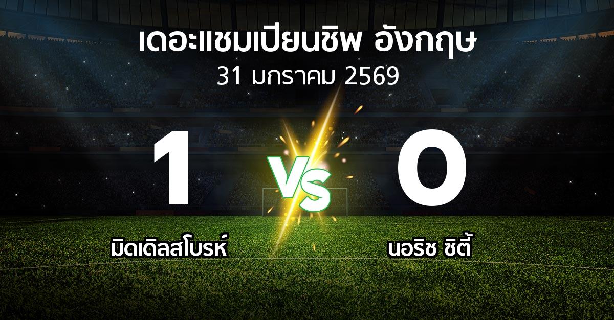 ผลบอล : มิดเดิ้ล vs นอริช ซิตี้ (เดอะ แชมเปียนชิพ 2025-2026)