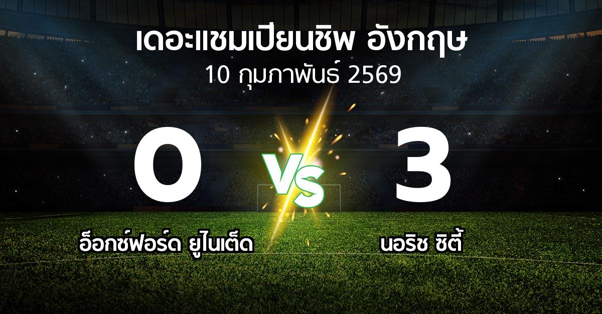 ผลบอล : อ็อกซ์ฟอร์ด ยูไนเต็ด vs นอริช ซิตี้ (เดอะ แชมเปียนชิพ 2025-2026)