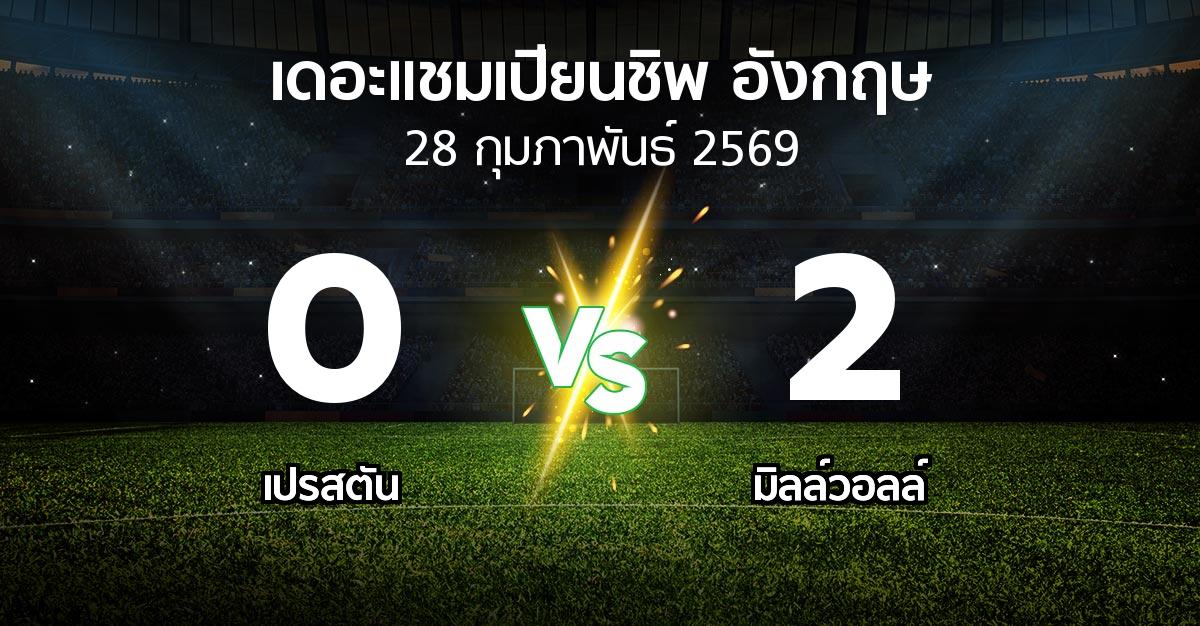 ผลบอล : เปรสตัน vs มิลล์วอลล์ (เดอะ แชมเปียนชิพ 2025-2026)