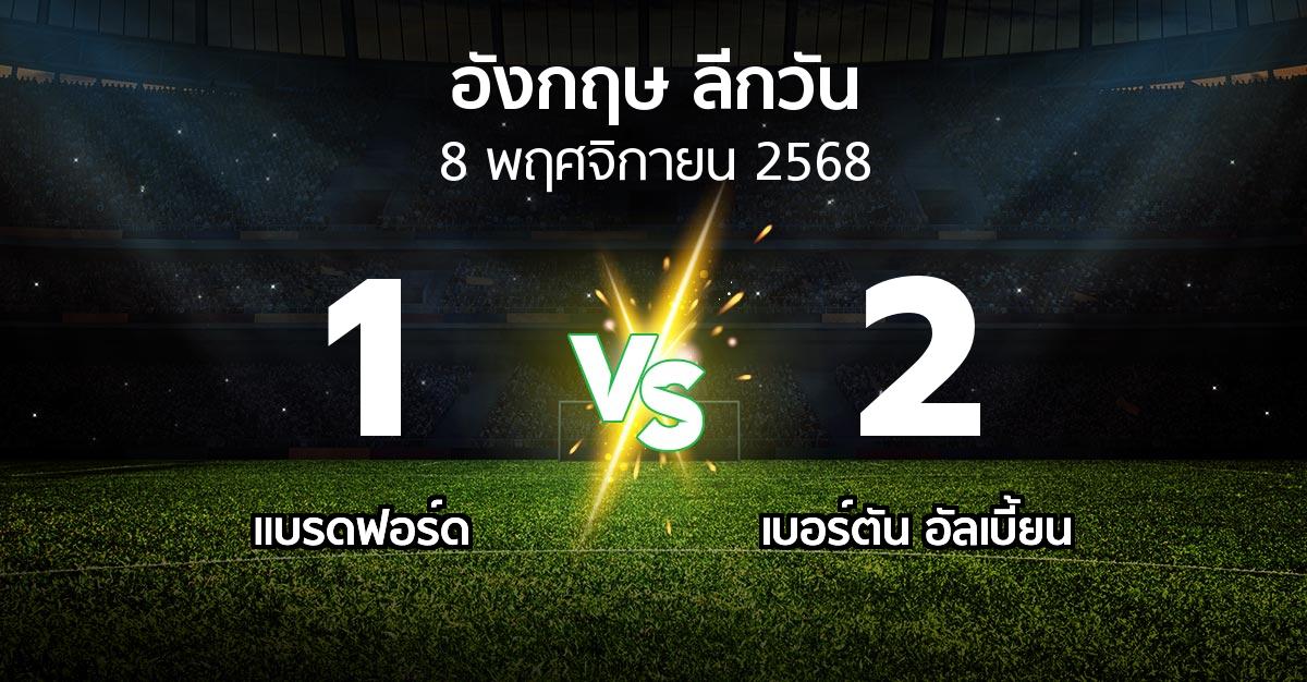 ผลบอล : แบรดฟอร์ด vs เบอร์ตัน อัลเบี้ยน (ลีกวัน-อังกฤษ 2025-2026)
