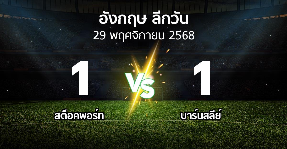 ผลบอล : สต็อคพอร์ท vs บาร์นสลีย์ (ลีกวัน-อังกฤษ 2025-2026)