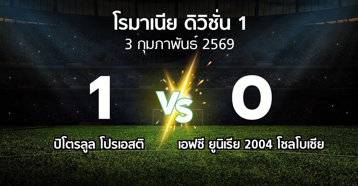 ผลบอล : ปิโตรลูล โปรเอสติ vs เอฟซี ยูนิเรีย 2004 โซลโบเซีย (โรมาเนีย-ดิวิชั่น-1 2025-2026)