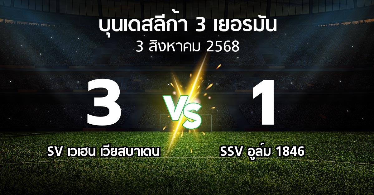 ผลบอล : SV เวเฮน เวียสบาเดน vs SSV อูล์ม 1846 (บุนเดสลีก้า-3-เยอรมัน 2025-2026)