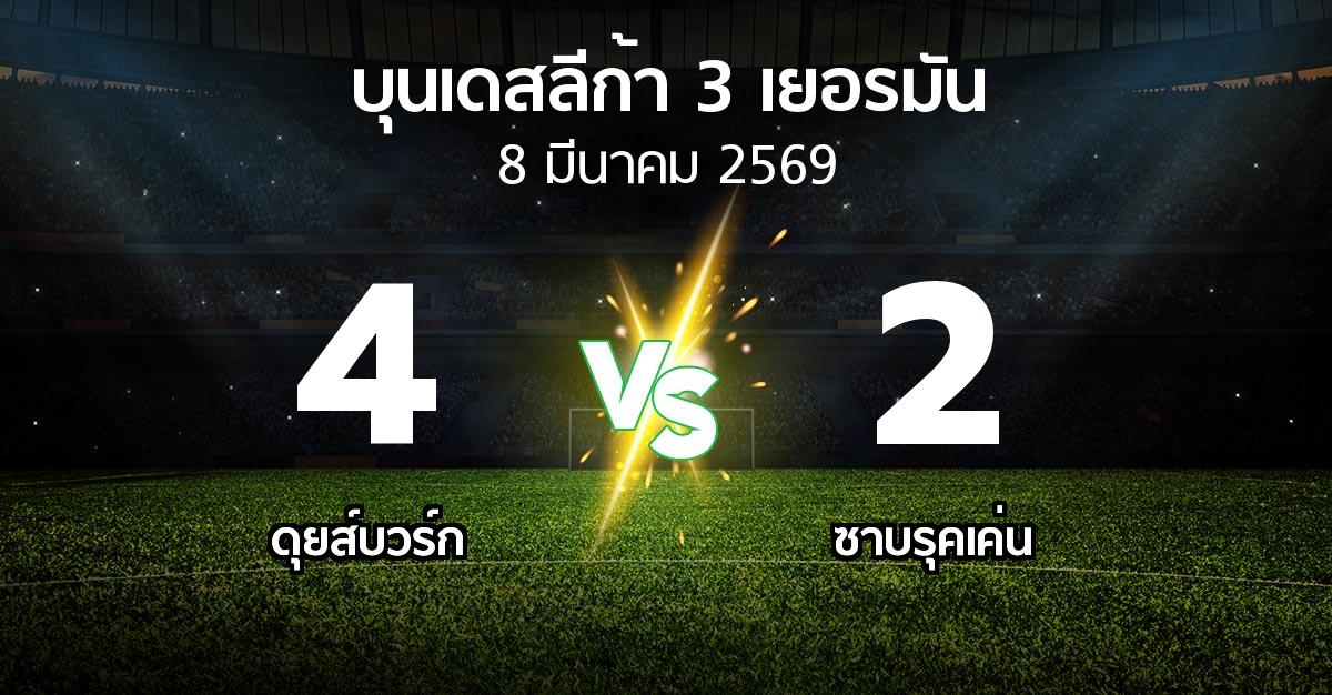 ผลบอล : ดุยส์บวร์ก vs ซาบรุคเค่น (บุนเดสลีก้า-3-เยอรมัน 2025-2026)