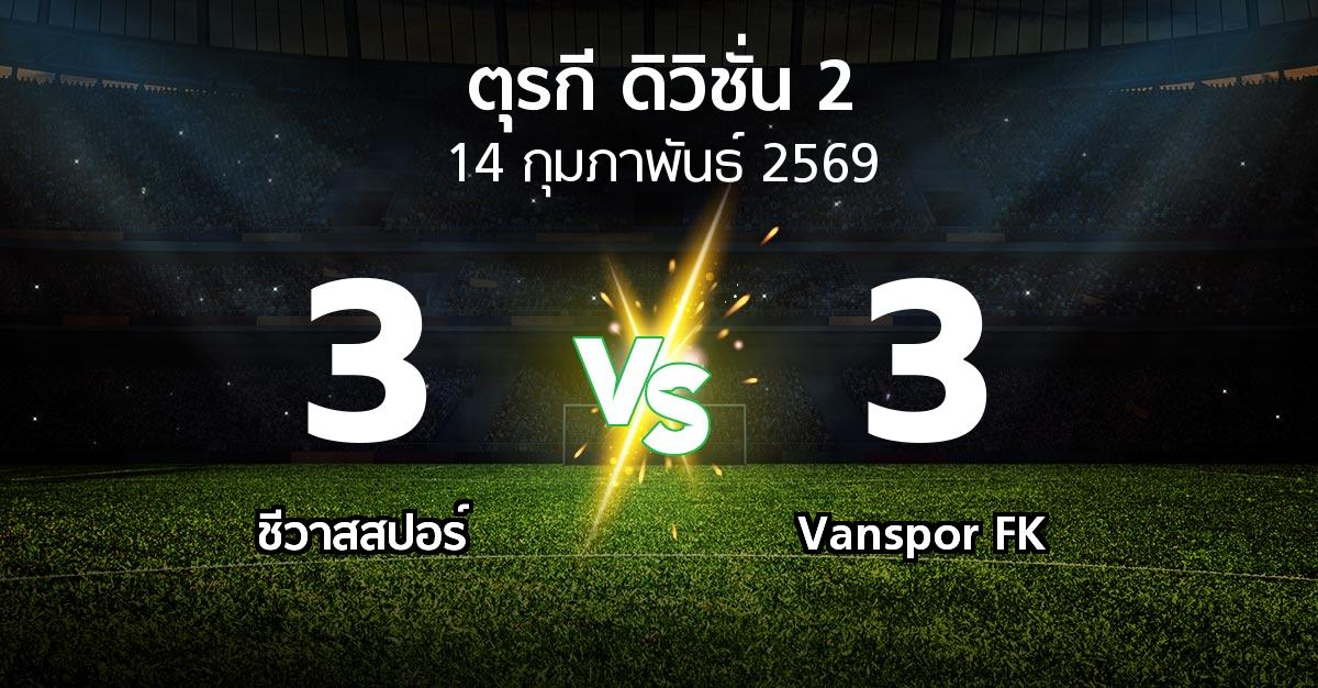 ผลบอล : Sivasp vs Vanspor FK (ตุรกี-ดิวิชั่น-2 2025-2026)