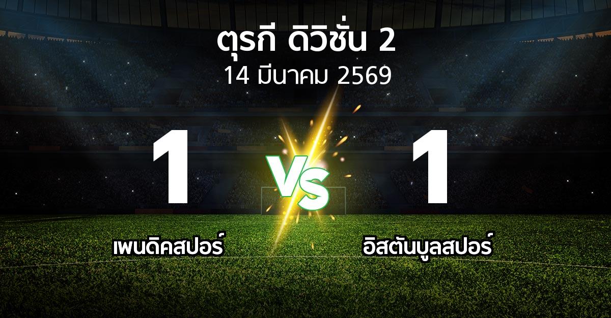 ผลบอล : เพนดิคสปอร์ vs อิสตันบูลสปอร์ (ตุรกี-ดิวิชั่น-2 2025-2026)