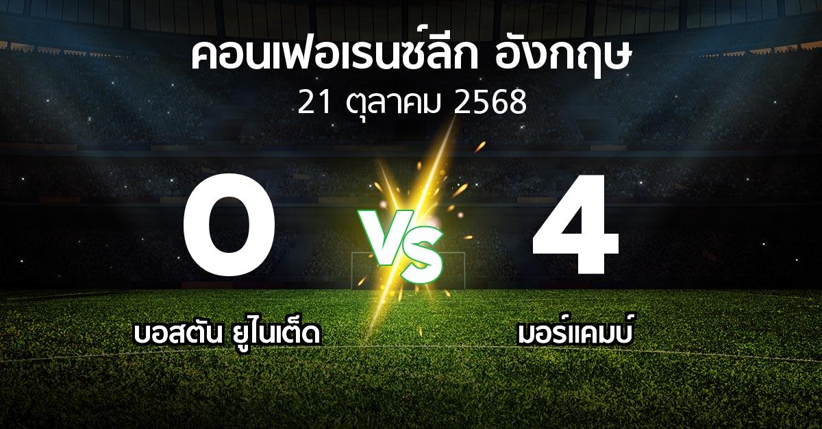 ผลบอล : บอสตัน ยูไนเต็ด vs มอร์แคมบ์ (คอนเฟอเรนซ์ลีก อังกฤษ 2025-2026)
