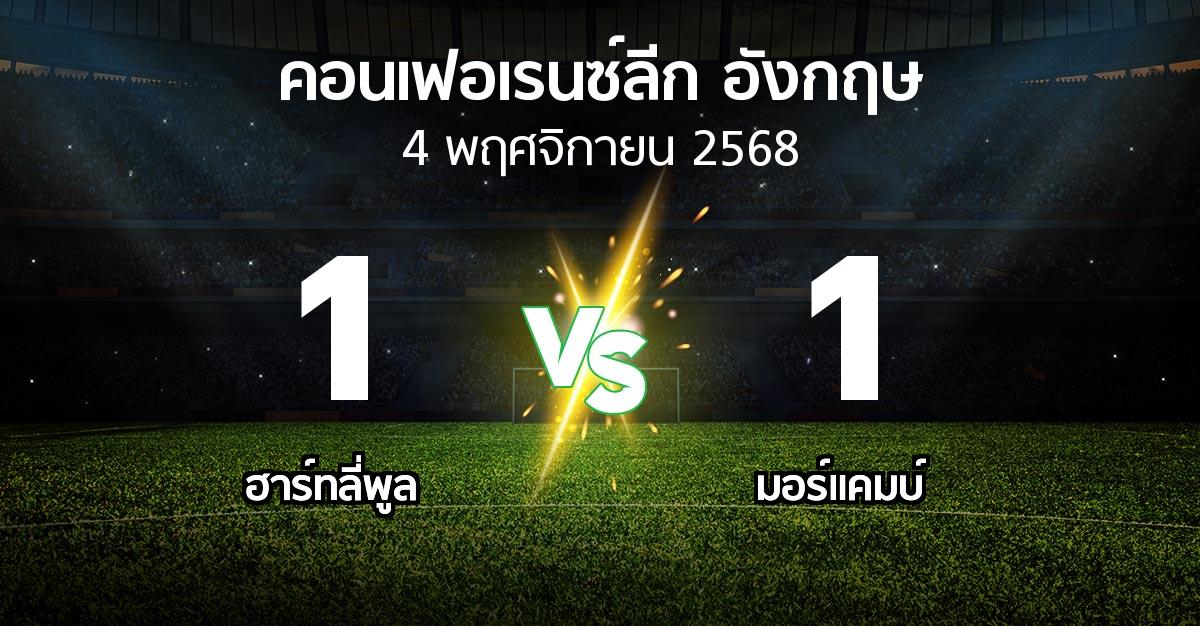 ผลบอล : ฮาร์ทลี่พูล vs มอร์แคมบ์ (คอนเฟอเรนซ์ลีก อังกฤษ 2025-2026)