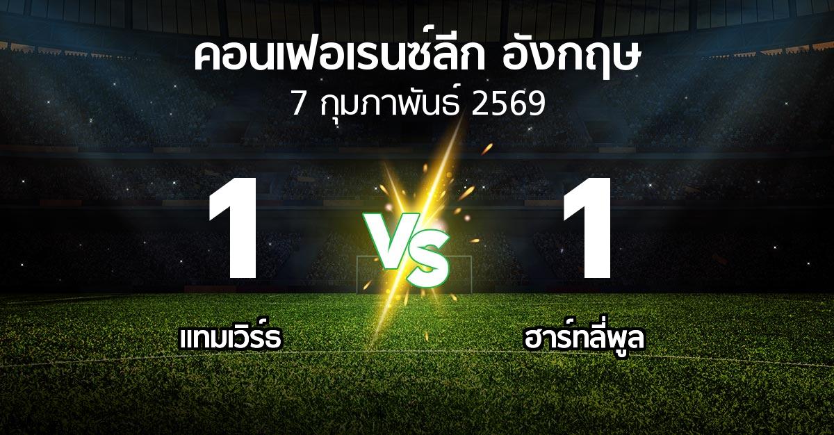 ผลบอล : แทมเวิร์ธ vs ฮาร์ทลี่พูล (คอนเฟอเรนซ์ลีก อังกฤษ 2025-2026)