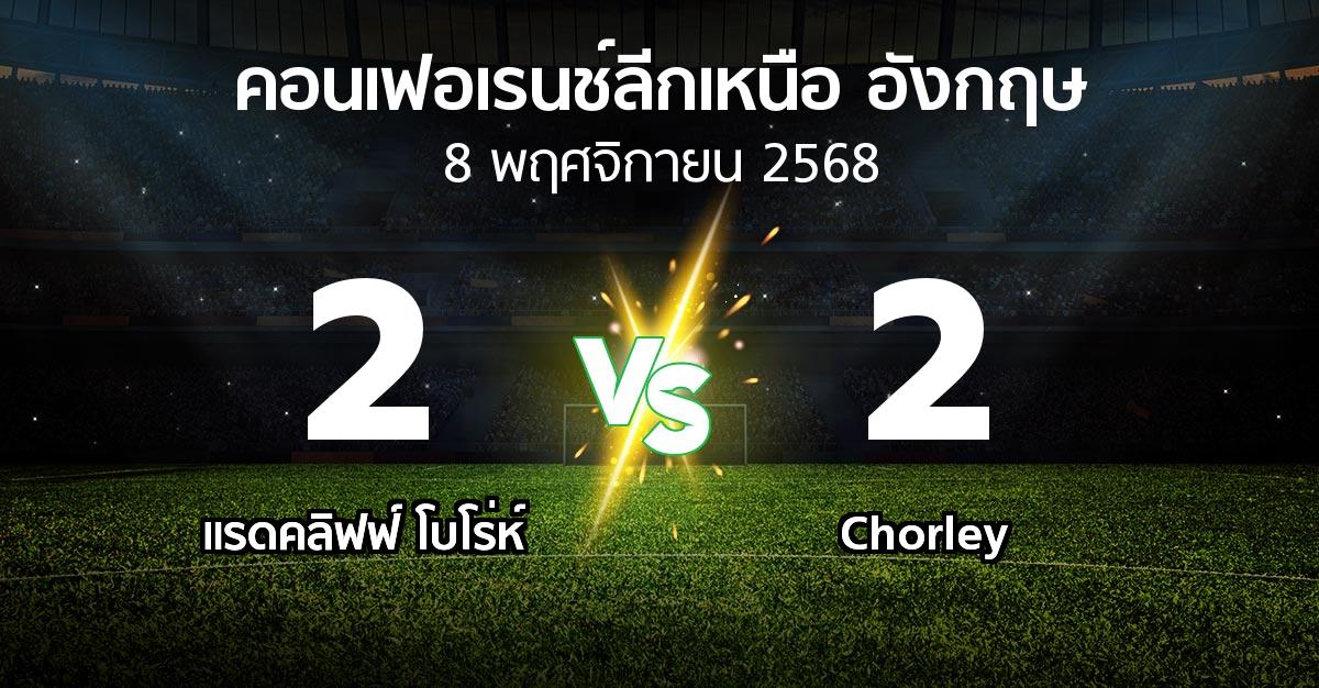 ผลบอล : แรดคลิฟฟ์ โบโร่ห์ vs Chorley (คอนเฟอเรนช์ลีกเหนืออังกฤษ 2025-2026)