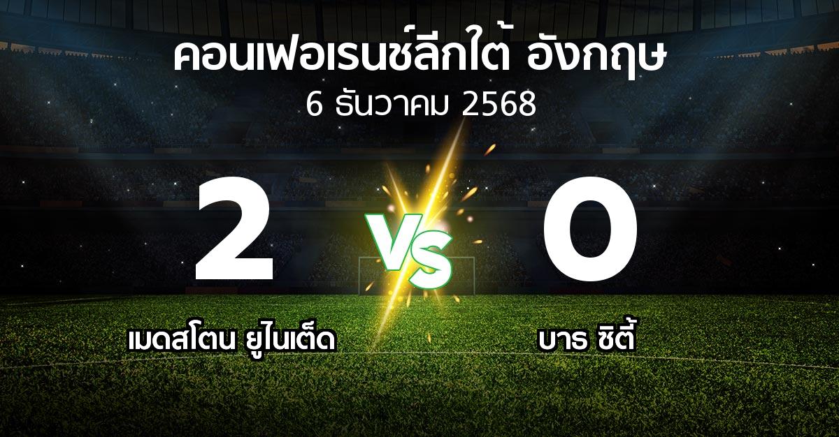 ผลบอล : เมดสโตน ยูไนเต็ด vs บาธ ซิตี้ (คอนเฟอเรนช์ลีกใต้อังกฤษ 2025-2026)