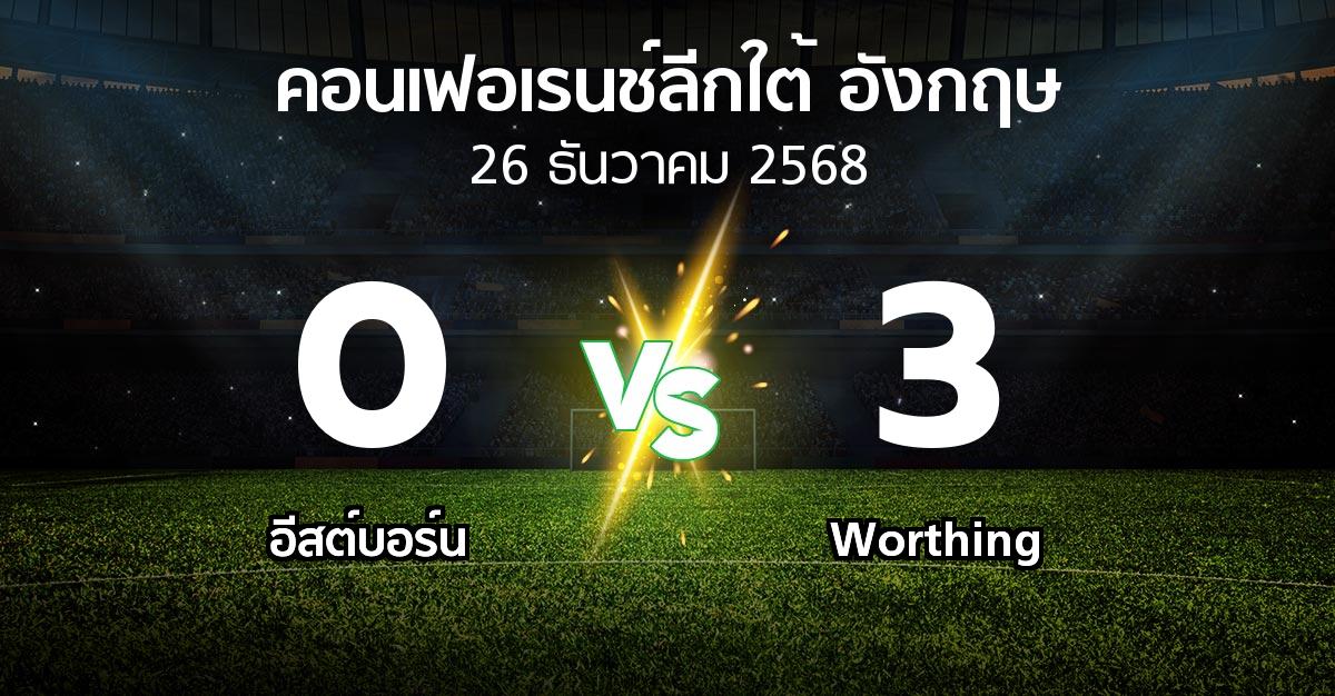 ผลบอล : อีสต์บอร์น vs Worthing (คอนเฟอเรนช์ลีกใต้อังกฤษ 2025-2026)