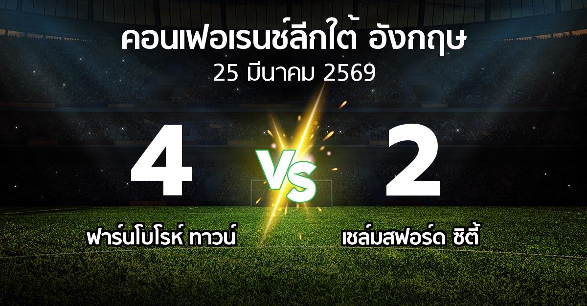 ผลบอล : ฟาร์นโบโรห์ ทาวน์ vs เชล์มสฟอร์ด ซิตี้ (คอนเฟอเรนช์ลีกใต้อังกฤษ 2025-2026)