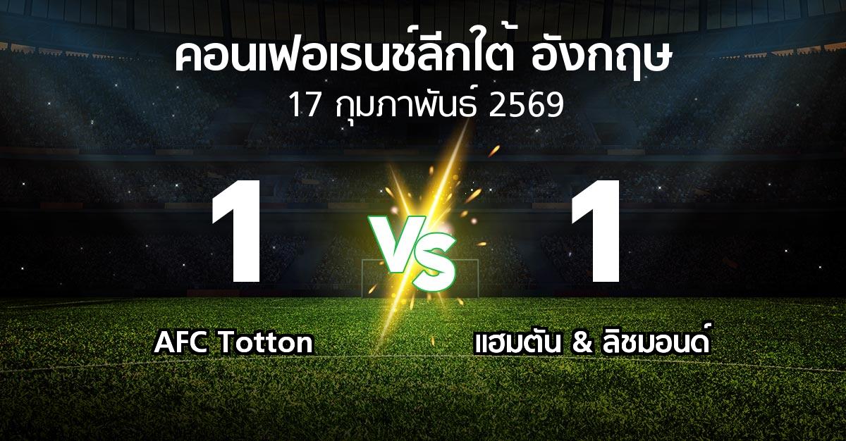 ผลบอล : AFC Totton vs แฮมตัน & ลิชมอนด์ (คอนเฟอเรนช์ลีกใต้อังกฤษ 2025-2026)