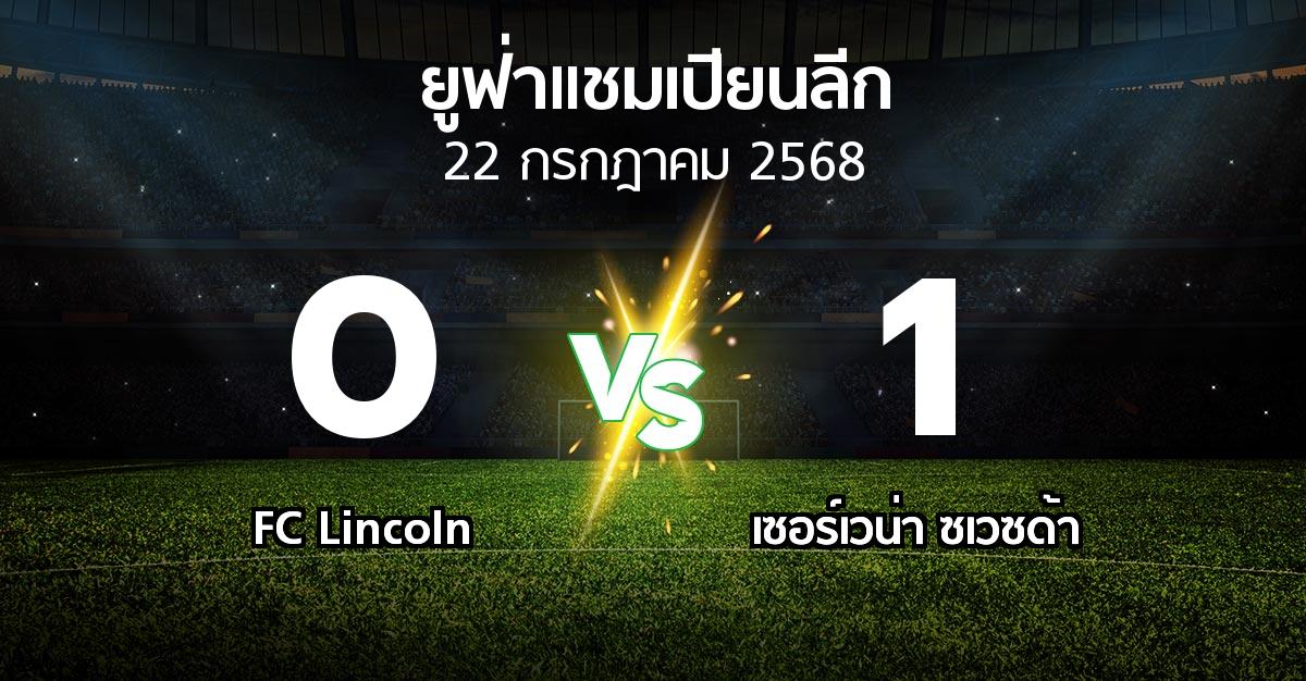 ผลบอล : FC Lincoln vs เซอร์เวน่า ซเวซด้า (ยูฟ่า แชมเปียนส์ลีก 2025-2026)