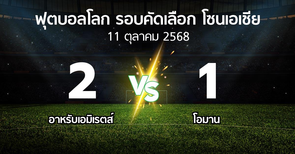 ผลบอล : อาหรับเอมิเรตส์ vs โอมาน (ฟุตบอลโลก-รอบคัดเลือก-โซนเอเชีย 2023-2025)