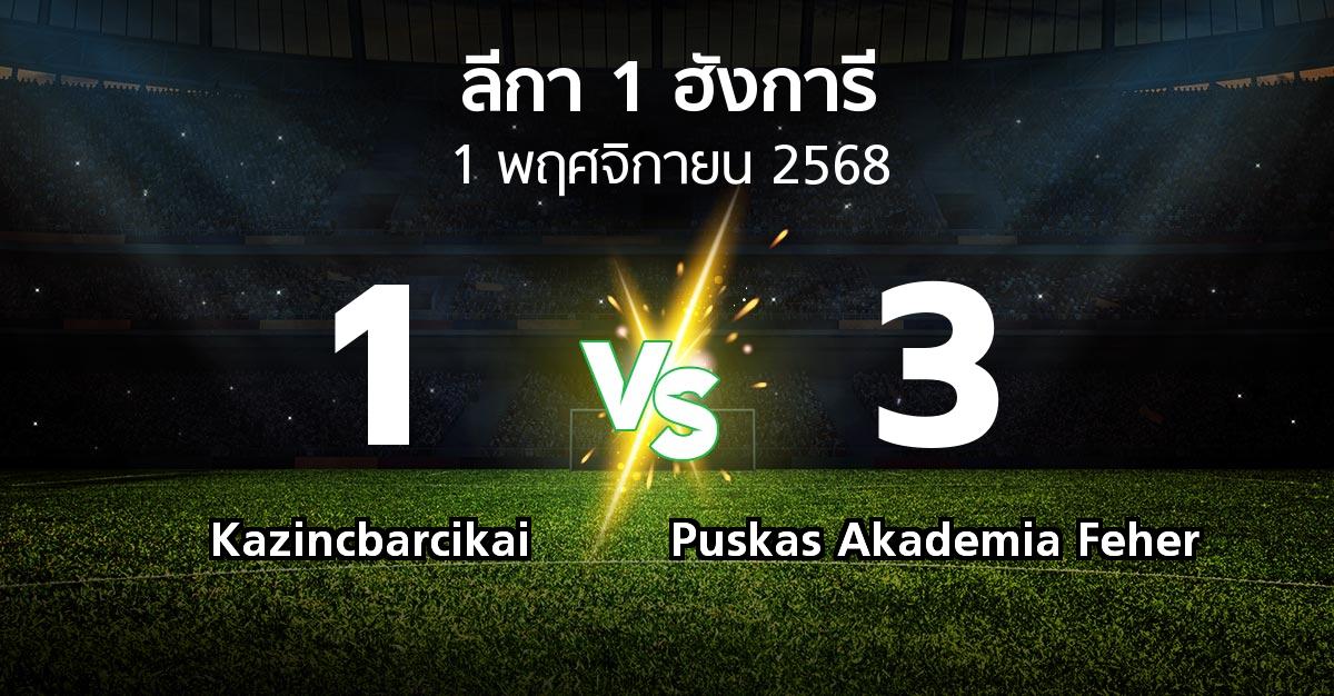 ผลบอล : Kazincbarcikai vs Puskas Akademia Feher (ลีกา-1-ฮังการี 2025-2026)