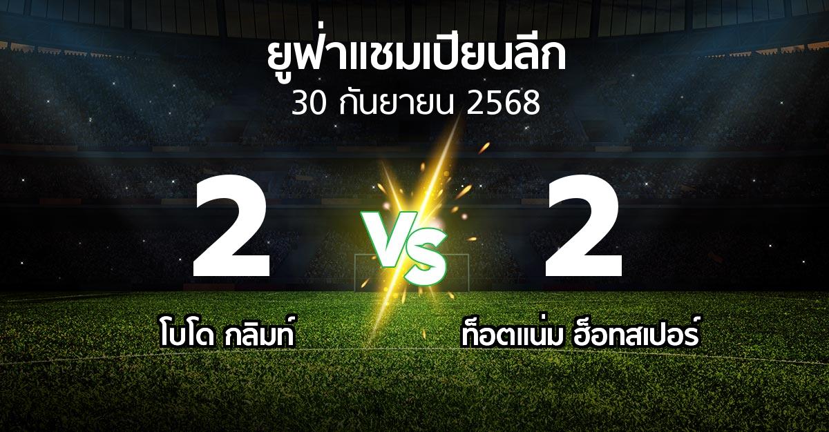 ผลบอล : โบโด กลิมท์ vs สเปอร์ส (ยูฟ่า แชมเปียนส์ลีก 2025-2026)