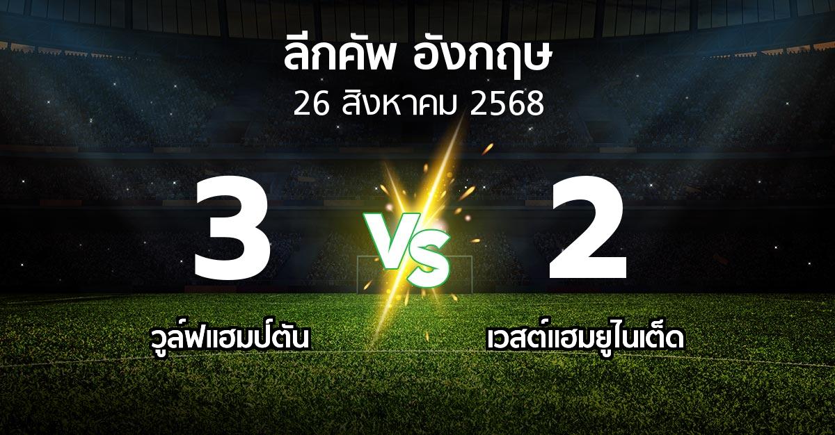 ผลบอล : วูล์ฟแฮมป์ตัน vs เวสต์แฮม (ลีกคัพ 2025-2026)