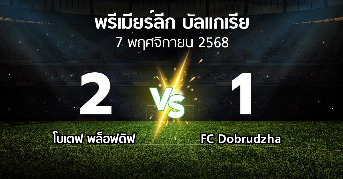 ผลบอล : โบเตฟ พล็อฟดิฟ vs FC Dobrudzha (พรีเมียร์ลีก-บัลแกเรีย 2025-2026)