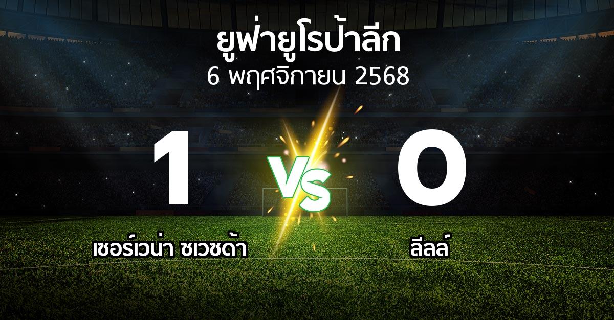 ผลบอล : เซอร์เวน่า ซเวซด้า vs ลีลล์ (ยูฟ่า ยูโรป้าลีก 2025-2026)