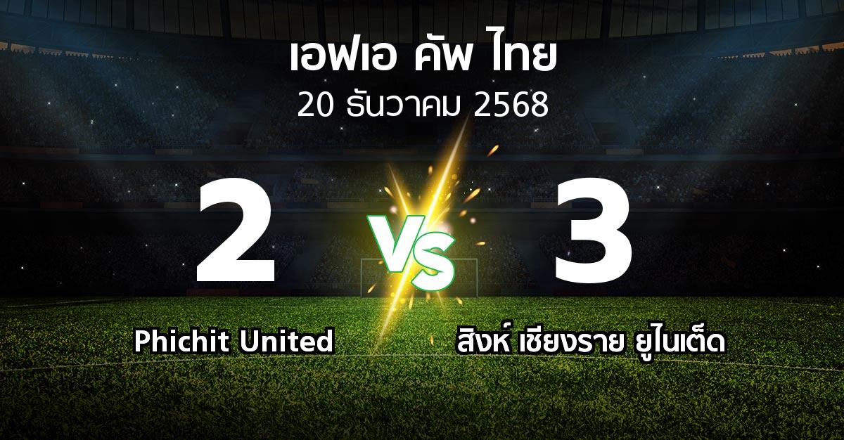 ผลบอล : Phichit United vs สิงห์ เชียงราย ยูไนเต็ด (ไทยเอฟเอคัพ 2025-2026)