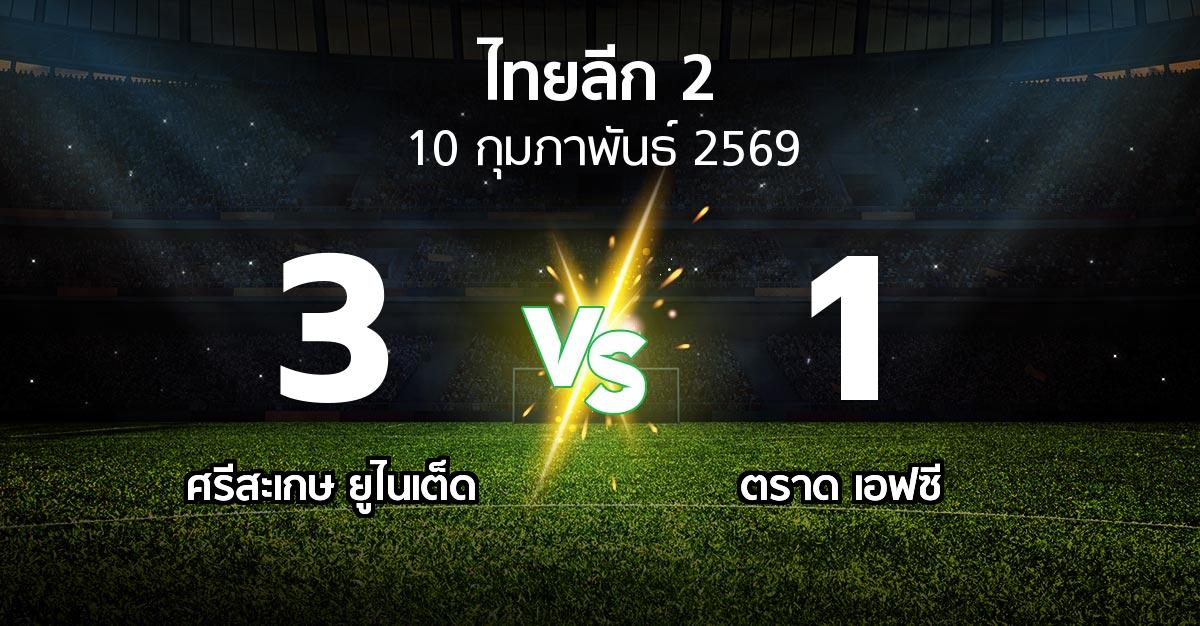 ผลบอล : ศรีสะเกษ ยูไนเต็ด vs ตราด เอฟซี (ไทยลีก 2 2025-2026)