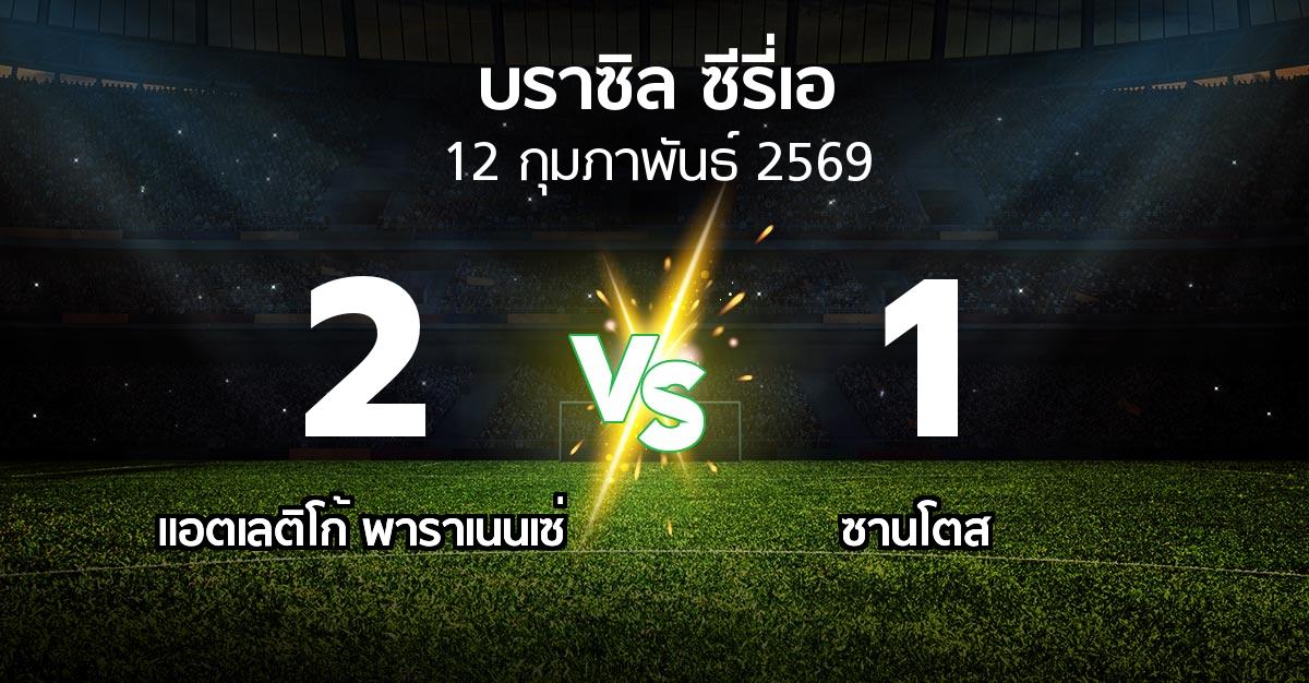 ผลบอล : แอตเลติโก้ พาราเนนเซ่ vs ซานโตส (บราซิล-ซีรี่เอ 2026)