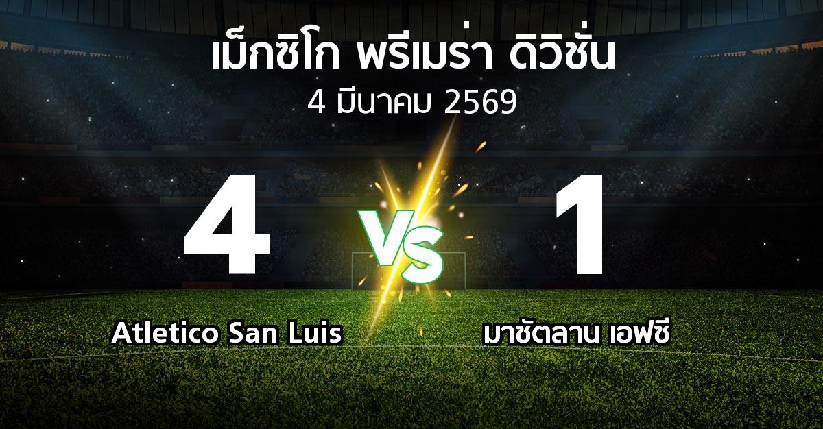 ผลบอล : Atletico San Luis vs มาซัตลาน เอฟซี (เม็กซิโก-พรีเมร่า-ดิวิชั่น 2025-2026)